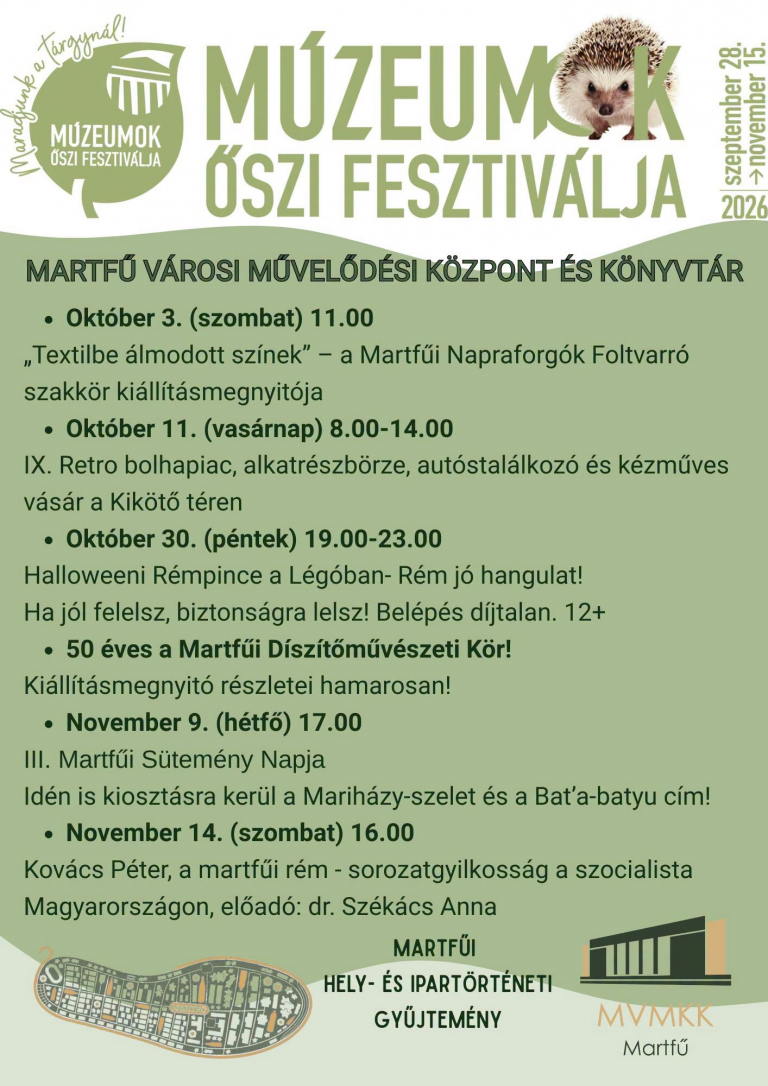 Múzeumok Őszi Fesztiválja 2026